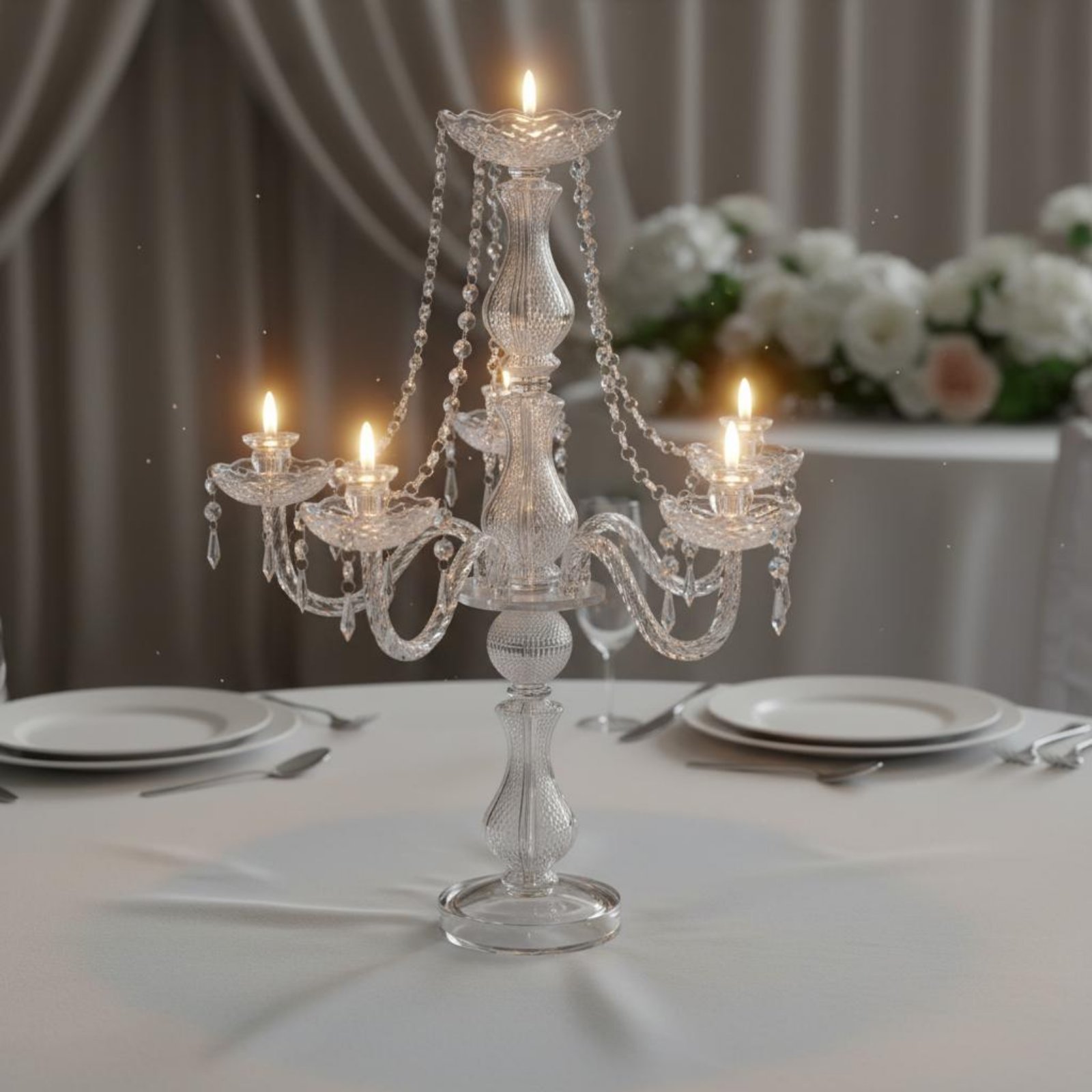 Unity Candle Set - 크리스탈 캔들라브라 우아한 웨딩 캔들라브라 크리스탈