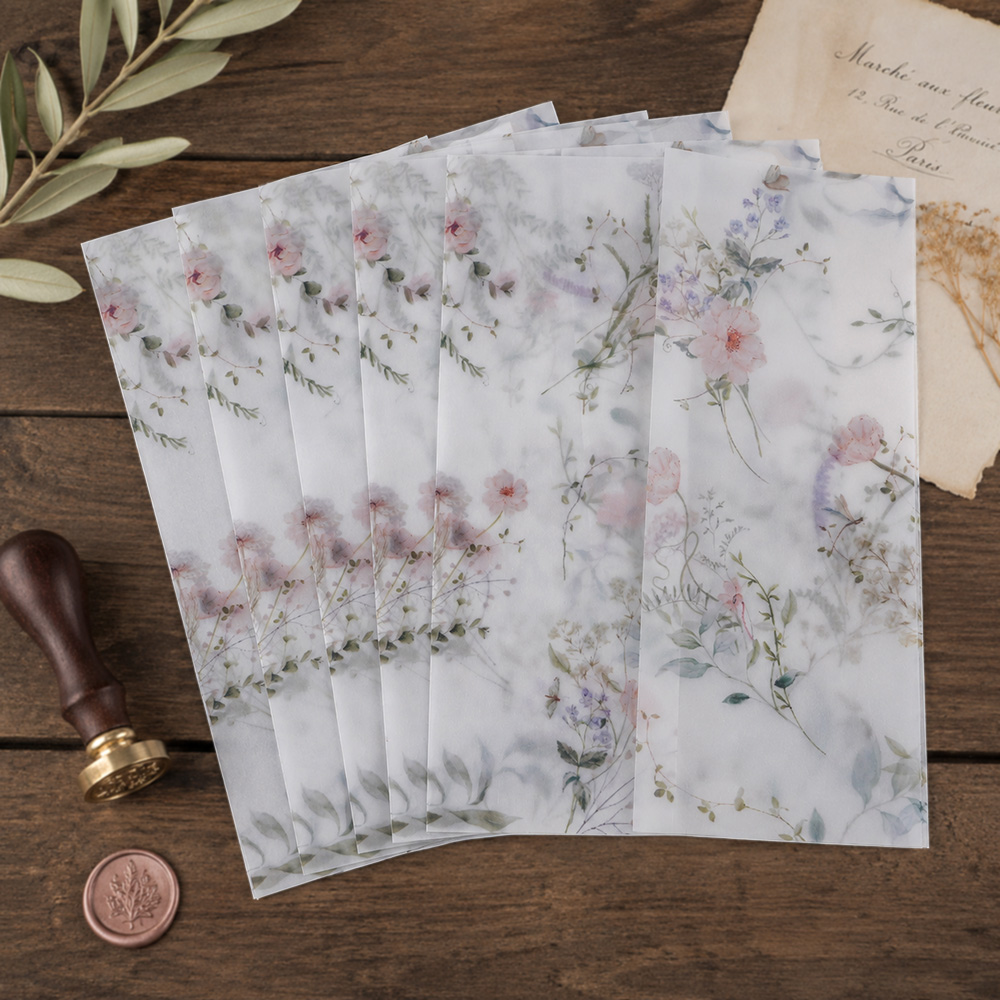 20/50pcs 수채화 야생화가 있는 벨럼 랩, DIY - Wedding Envelopes 리뷰 및 가격