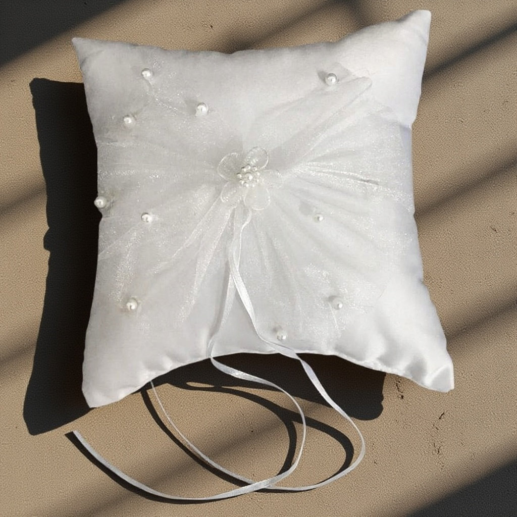 웨딩 반지 쿠션, 신부용 부드러운 꽃과 진주 리본 장식 - Ring Bearer Pillow 리뷰 및 가격