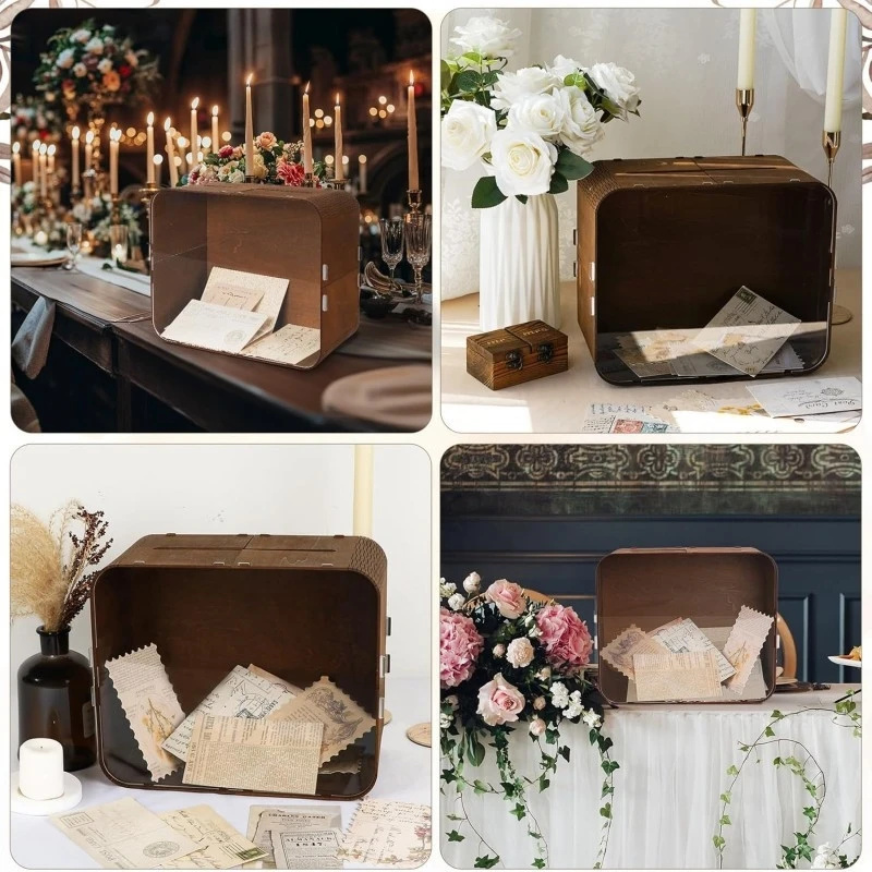 나무 웨딩 카드 박스 아크릴 창 포함, 소박한 DIY  - Wedding Card Box 리뷰 및 가격