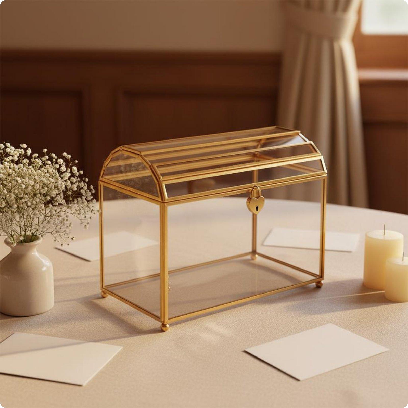 우아한 유리 웨딩 봉투 상자, 잠금 가능한 카드 홀더, - Wedding Card Box 리뷰 및 가격