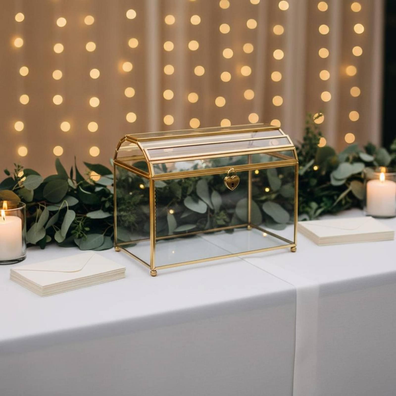우아한 유리 웨딩 봉투 상자, 잠금 가능한 카드 홀더, - Wedding Card Box 리뷰 및 가격