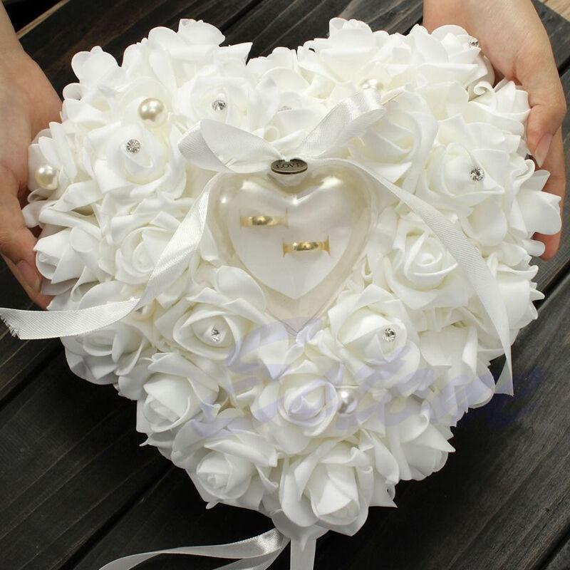 아이보리 새틴 크리스탈 링 베어링 베개, 결혼 예식 쿠 - Ring Bearer Pillow 리뷰 및 가격